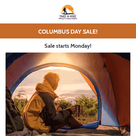 Columbus Day Outdoor Store Marketing